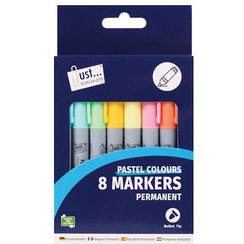 Pastel Coloured Permanent Markers - 8 Pack