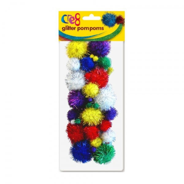 48 Assorted Glitter Pom Poms