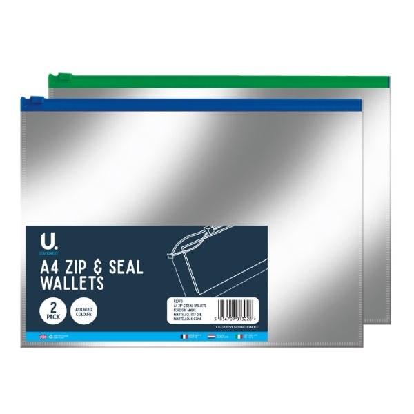 2 A4 Zip & Seal Wallets
