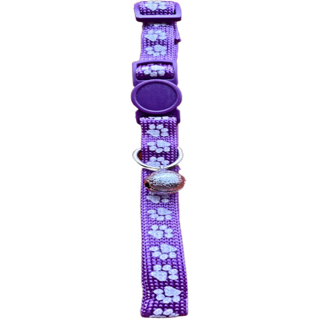 Paw Print Cat Collar - Purple