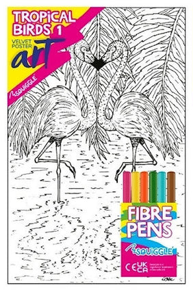 Tropical Birds Velvet Poster Art & Fibre Pens