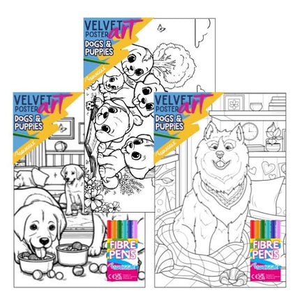 Dogs & Puppies Velvet Poster Art & Fibre Pens