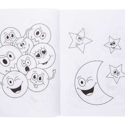 Large Emoji Face Colour & Sticker Books - 6 Pack