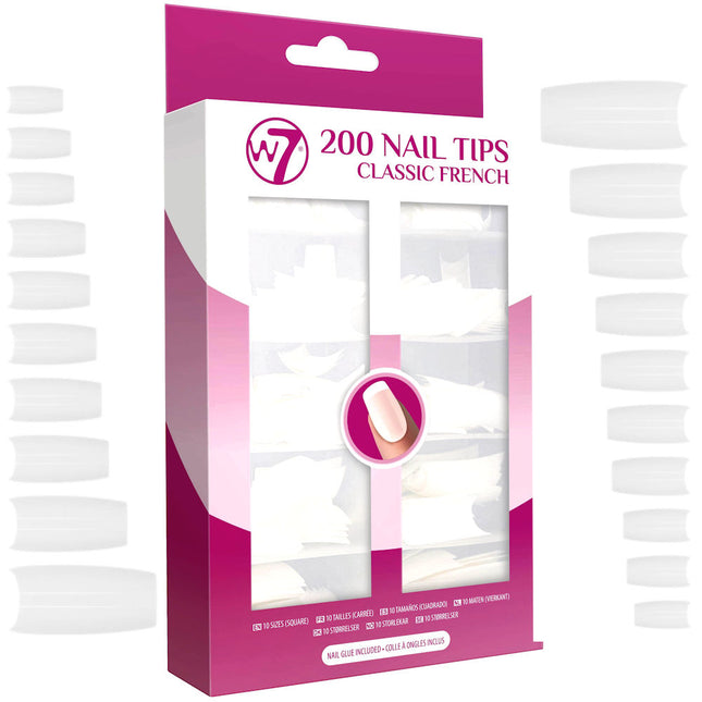 W7 Cosmetics 200 Acrylic Tips False Nails - French White