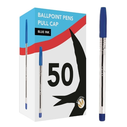 50 Blue Ballpoint Pens