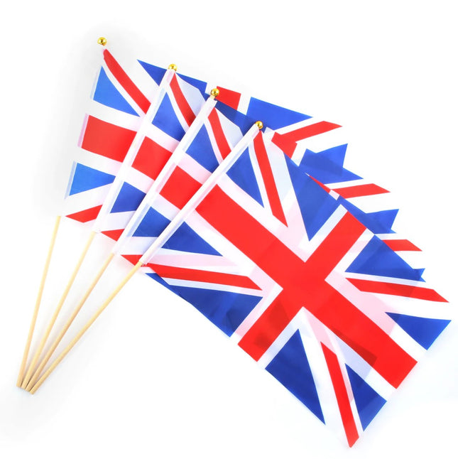 Wooden Union Jack Hand Flags - 10 Flags