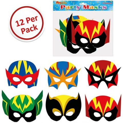 Cardboard Super Hero Masks - 12 Pack