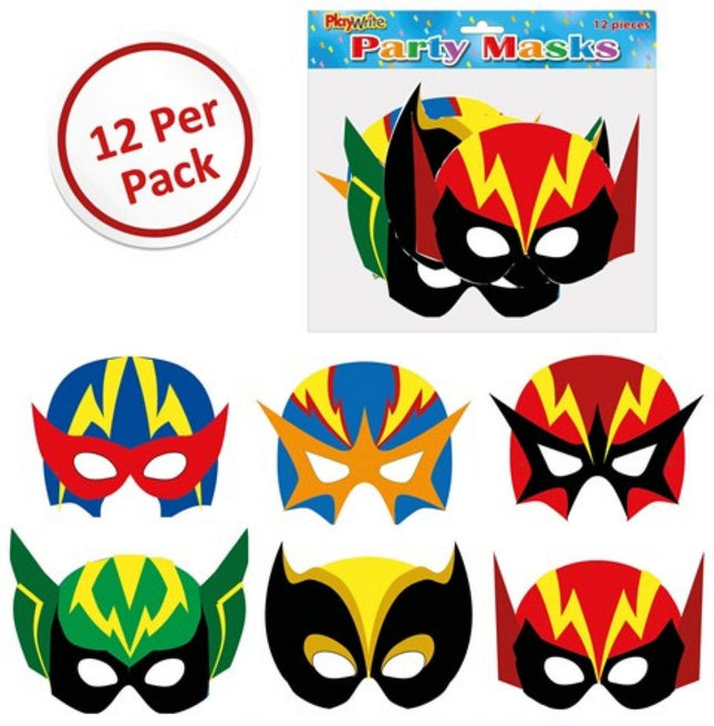 Cardboard Super Hero Masks - 12 Pack