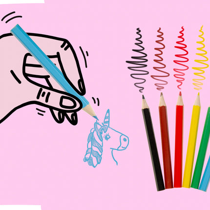 6 Unicorn Halfsize Colouring Pencils
