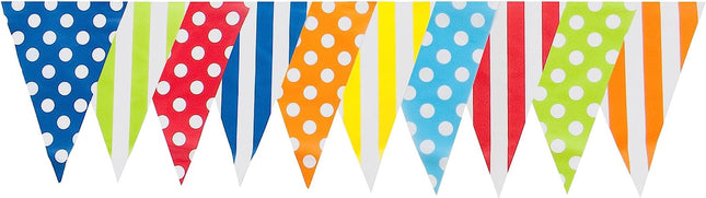 Multicoloured Spots & Stripes 10m Triangle Bunting
