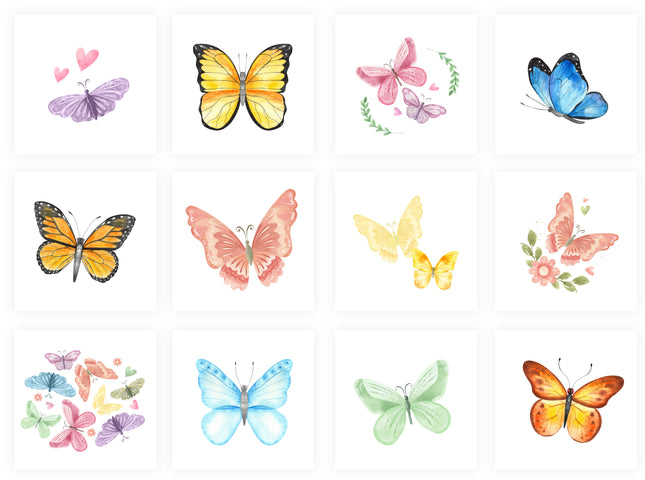 Butterfly Temporary Tattoos - 12 Pack