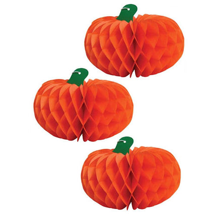 Halloween Honeycomb Pumpkin Decorations - 3 Pack