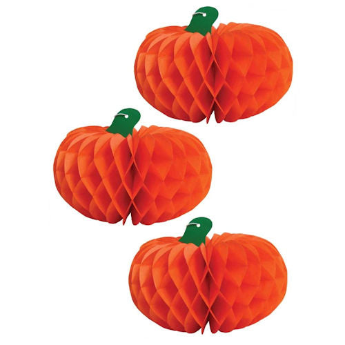 Halloween Honeycomb Pumpkin Decorations - 3 Pack