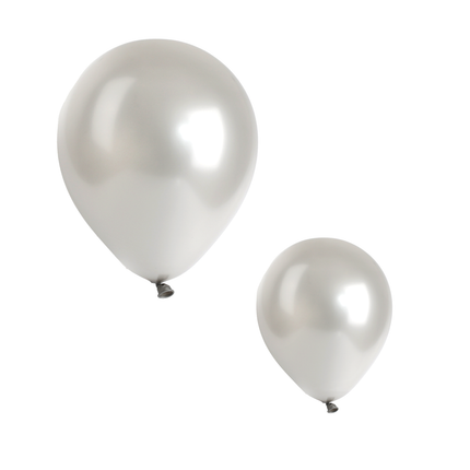 Pearlised Silver 7" Latex Balloons – 100 Pack