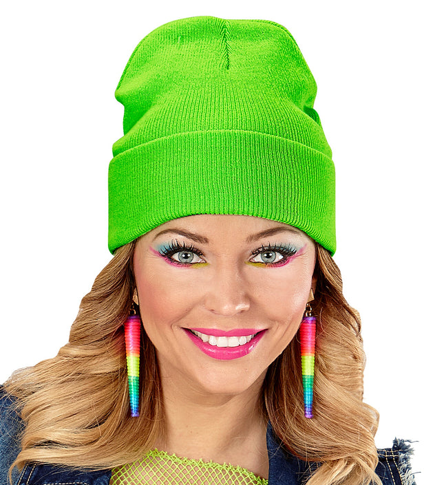Wool Look Neon Green Beanie