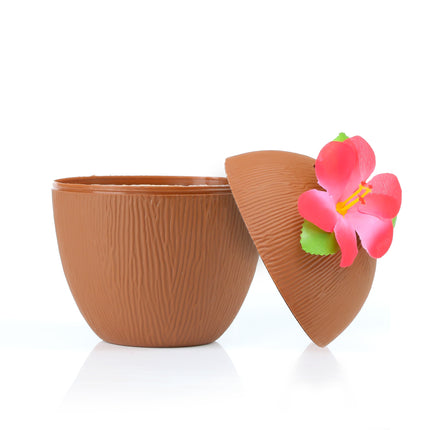 Plastic Coconut Cup & Paper Straw