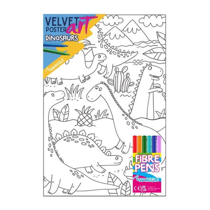 Dinosaur Velvet Poster Art & Fibre Pens
