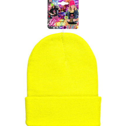 Wool Look Neon Yellow Beanie