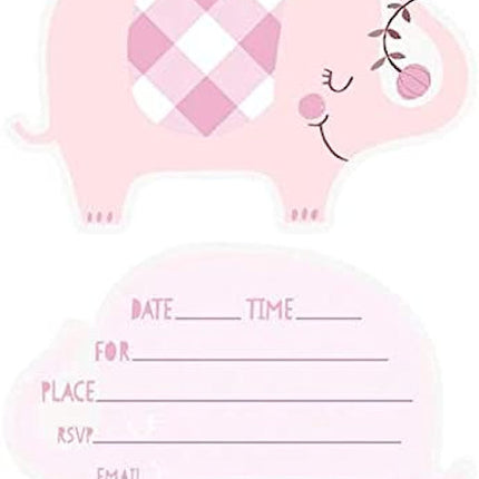 8 Pink Elephant Invitations