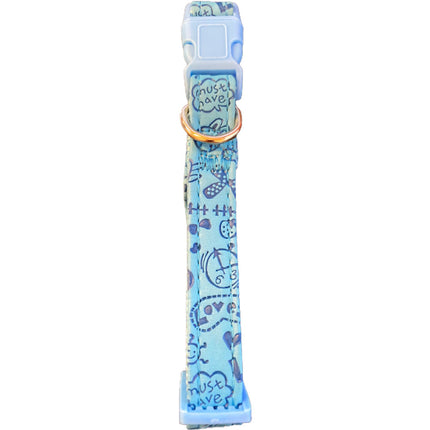 Blue Patterned Dog Collar