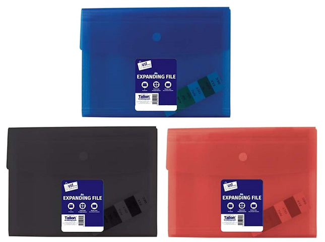 6 Pocket A4 Expanding Plastic File (Assorted)
