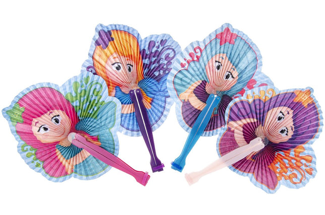 Mermaid Chinese Folding Paper Fans - 6 Pack