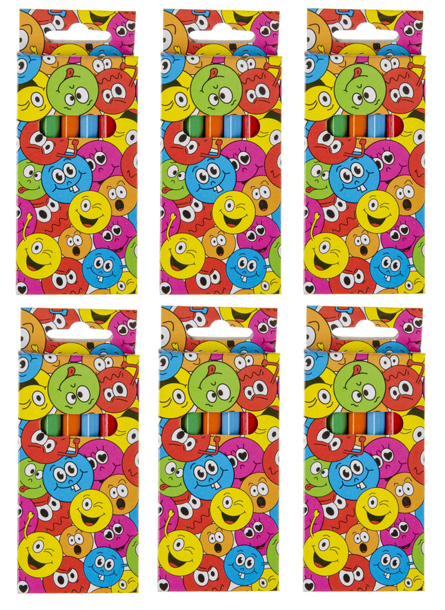 Happy Face Halfsize Colouring Pencils - 6 Pack