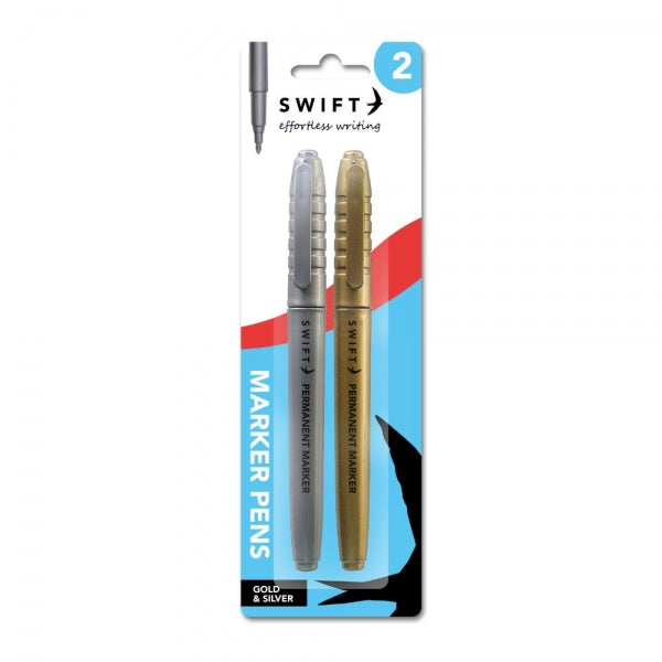 2 Gold & Silver Marker Pens