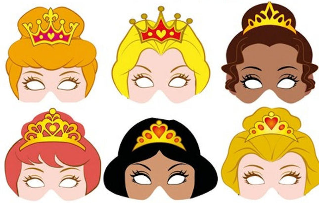 Cardboard Princess Masks - 12 Pack
