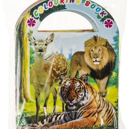 Assorted Sticker & Colouring Books With Handles - 6 Pack