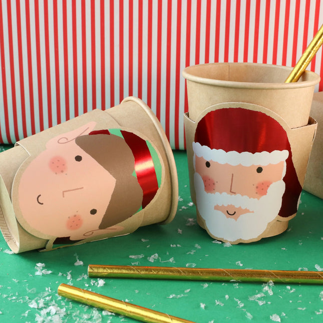 Santa & Elf Christmas 9oz Paper Cups – 10 Pack