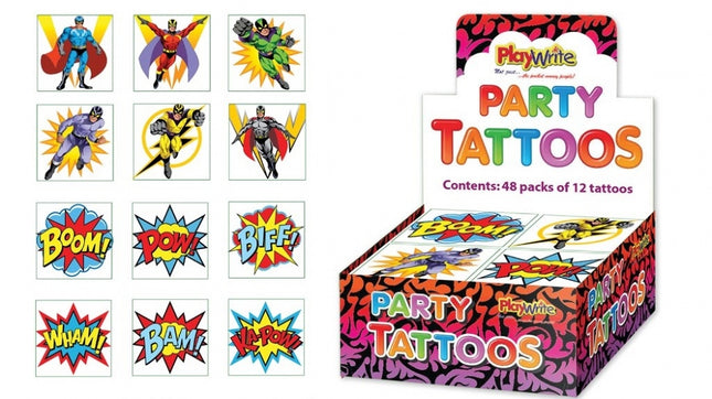 Super Hero Tattoos - 12  Pack