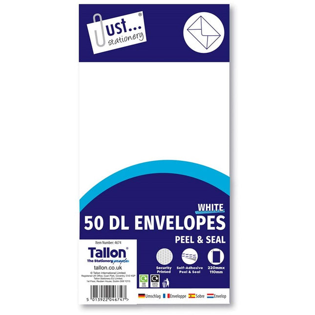 50 White DL Peal & Seal Envelopes