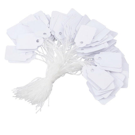 100 Pre Strung White Tags