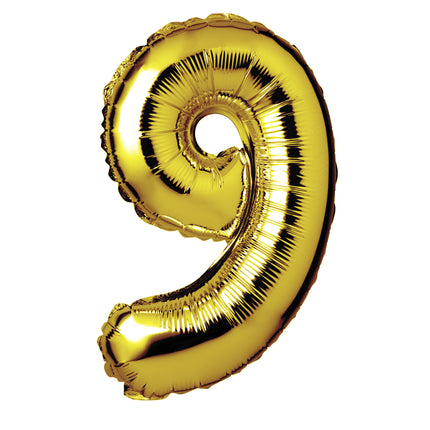 Large Gold Foil "Number 9" Balloon – 34 Inch