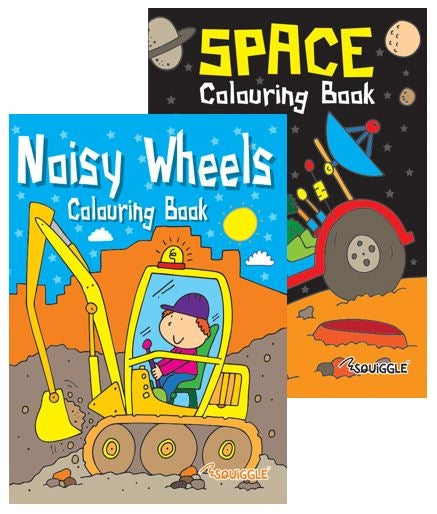 Space or Noisy Wheels Colouring Book - Assorted