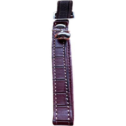 Dark Brown Leather Look Elastic Cat Collar