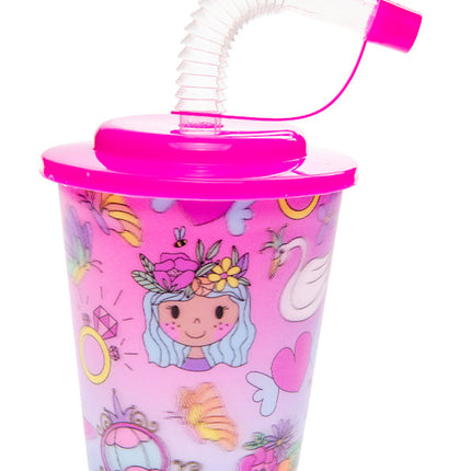 Princess Reusable Plastic 3D Cup & Straw - Single