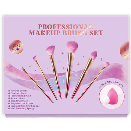 8 Rose Gold Professional Makeup Brush Set