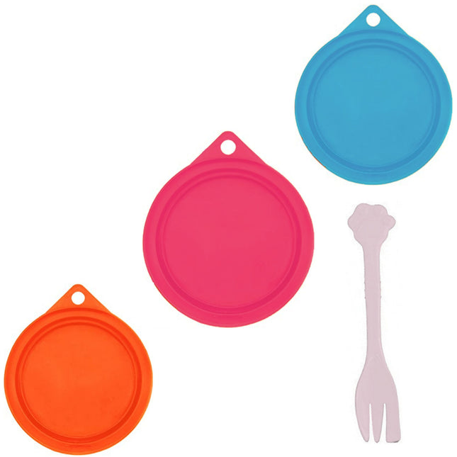 Pet Food Can Covers with Spoon - 3 Pack