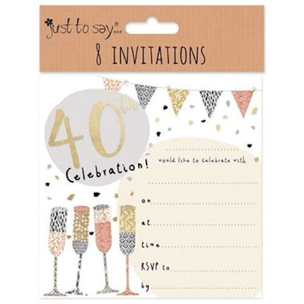 8 Birthday 40th Invitation Cards