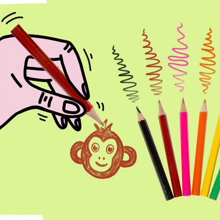 6 Wild Animal Halfsize Colouring Pencils