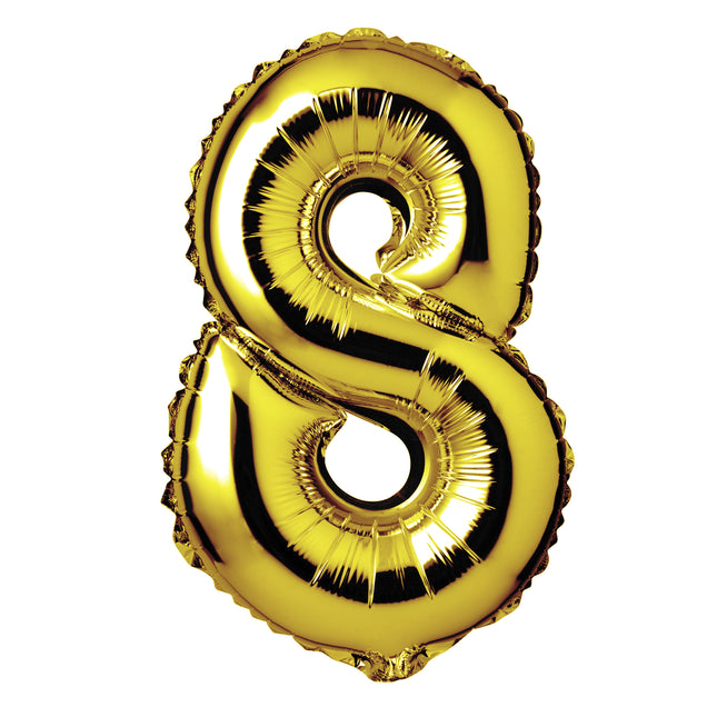 Large Gold Foil "Number 8" Balloon – 34 Inch