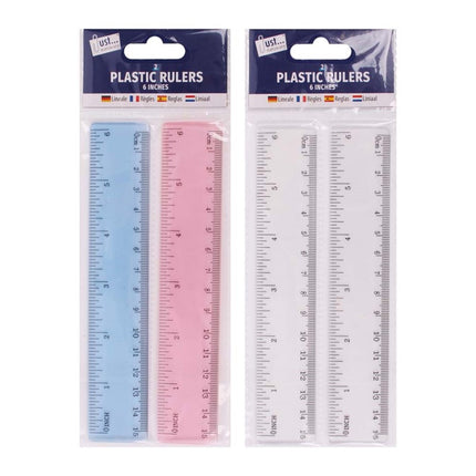 2 Plastic 15cm Rulers