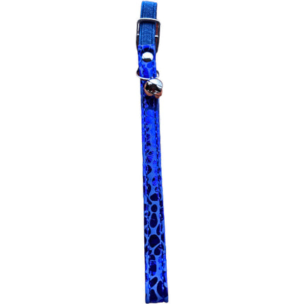 Blue Animal Print Elastic Cat Collar