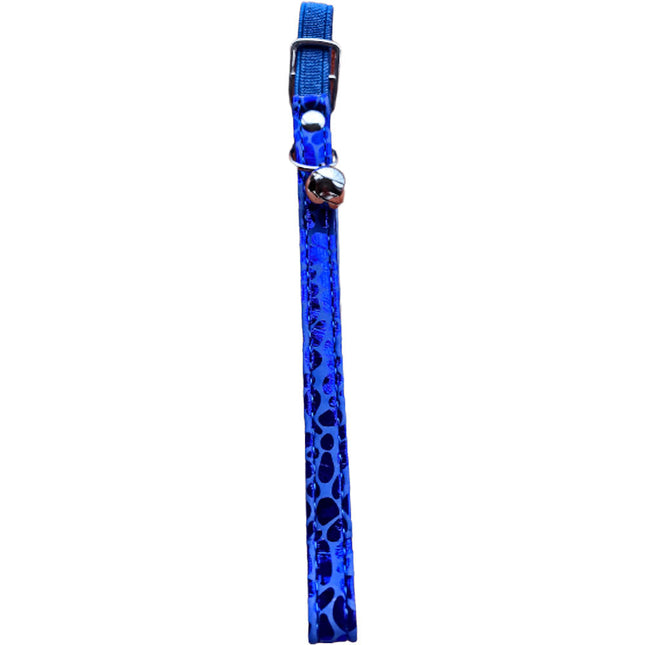 Blue Animal Print Elastic Cat Collar