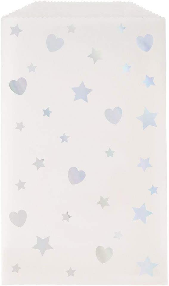 8 Iridescent Hearts & Stars Glassine Treat Bags