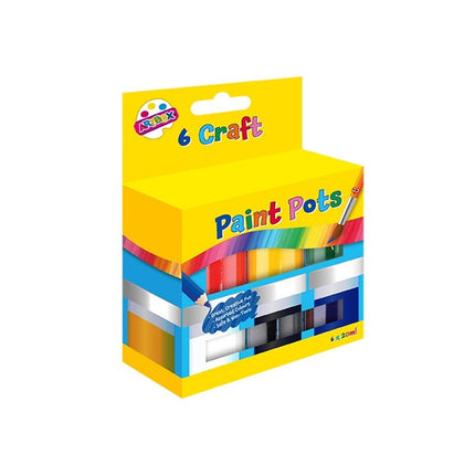 6 Coloured 20ml Craft Paint Pots (Pack)