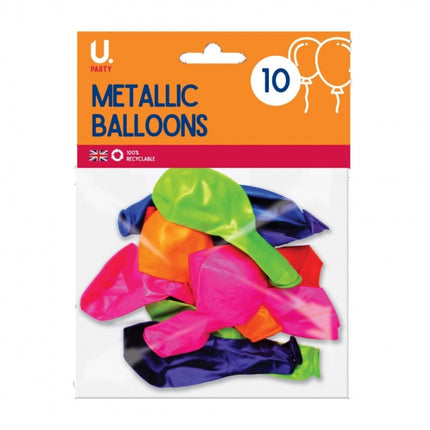 10 Metallic Latex Balloons