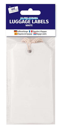 20 White Luggage Labels